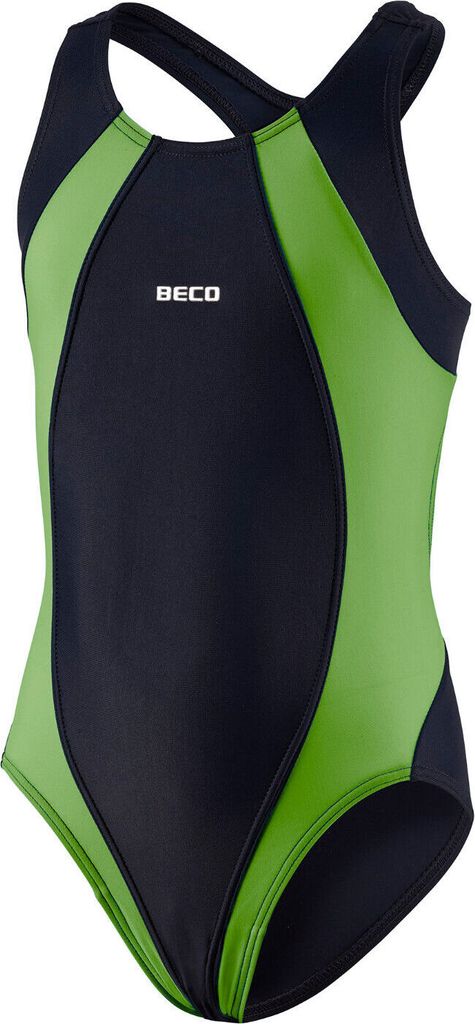 BECO Mädchen Kinder Badeanzug Schwimmanzug Einteiler Größe 116 kiwi/schwarz