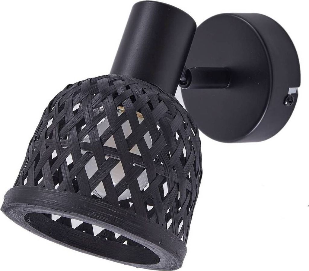 Lindby Wandleuchte Eskil, Ø 10 cm, schwarz, Bambus