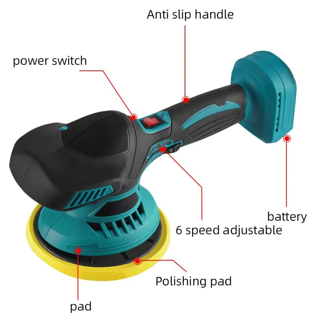 Polisseuse Excentrique Sans Fil - 6 Vitesses Variable - 2 Batteries Li-ion