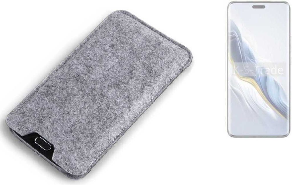 K-S-Trade Filz Handyhülle kompatibel mit Honor Magic6 Pro Schutzhülle Filztasche Filz Tasche Case Sleeve Handy Hülle Filzhülle grau