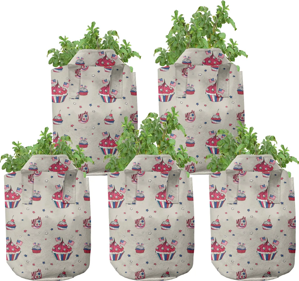 Pots en Tissu Respirant 7 Gallons avec Poignées Imprimé Cupcakes Marine