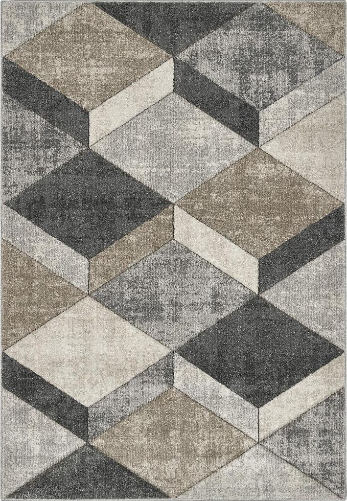 Moderner Wohnzimmerteppich in Grau und Beige Funny