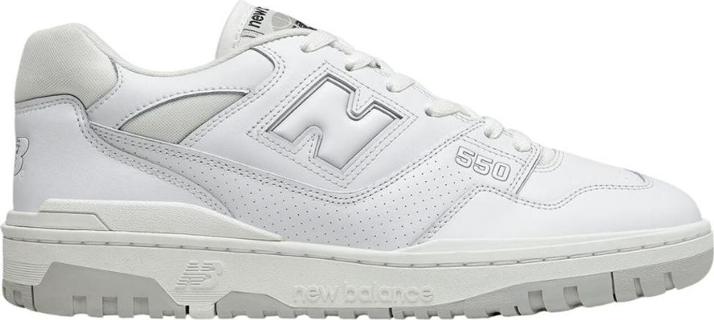 A studio shot of a single New Balance 550 sneaker.