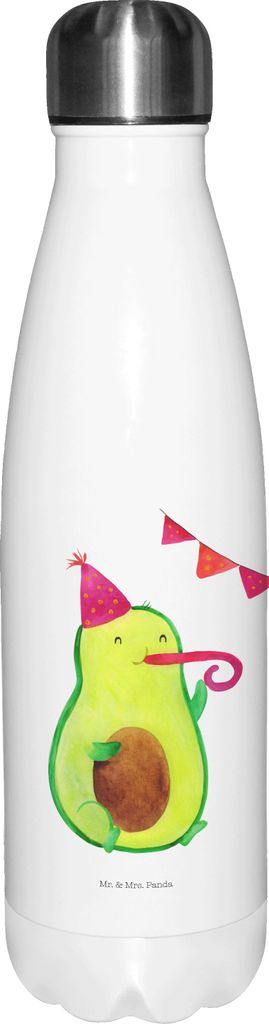 Mr. & Mrs. Panda Thermosflasche Avocado Party Zeit - Weiß - Geschenk, Happy Birthday, Thermo-Trinkflasche, trinkflaschen, Geburtstag, Trinkflasche...