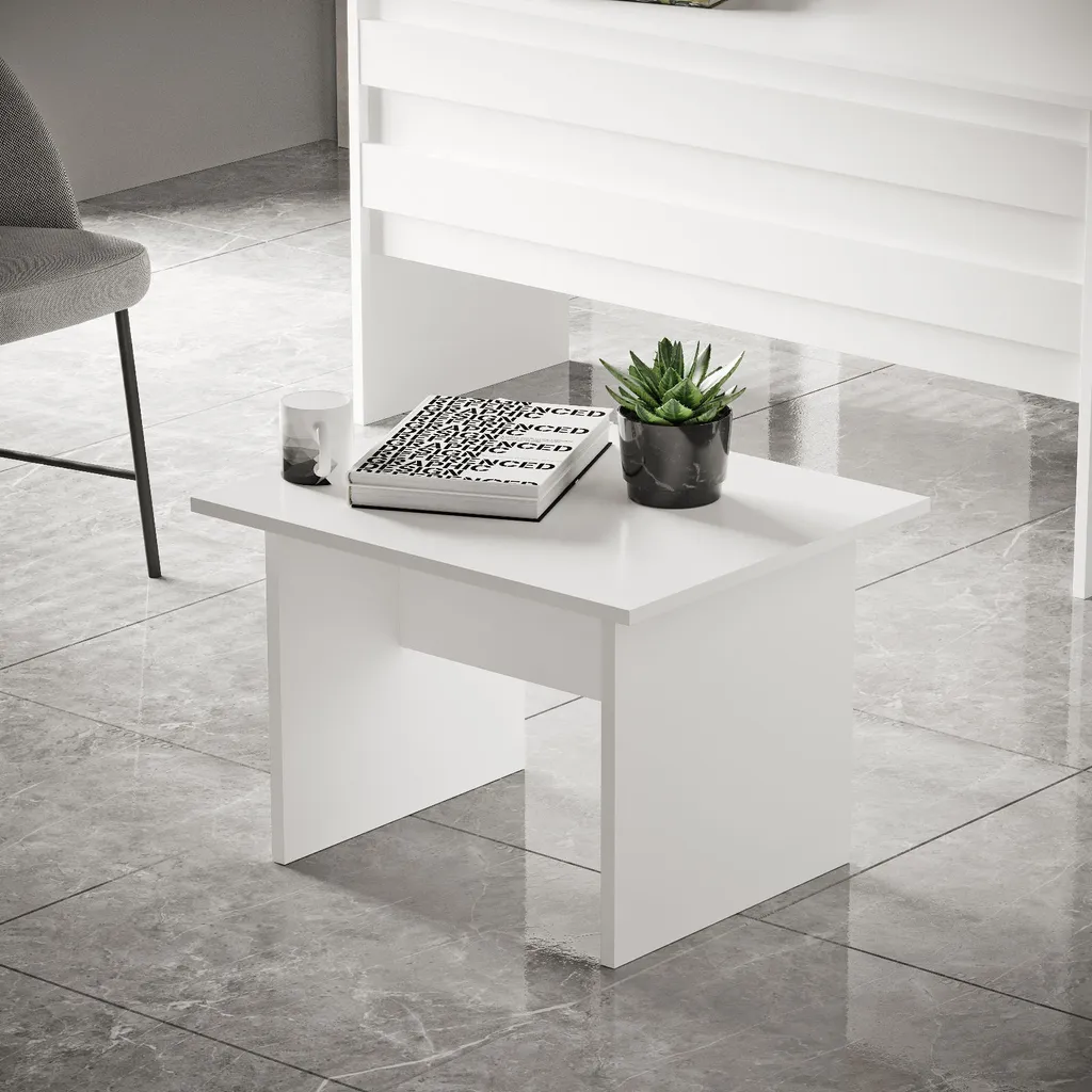 Petite Table Basse Blanche Skye Decor Vo2-W pour Studio et Salon Chic