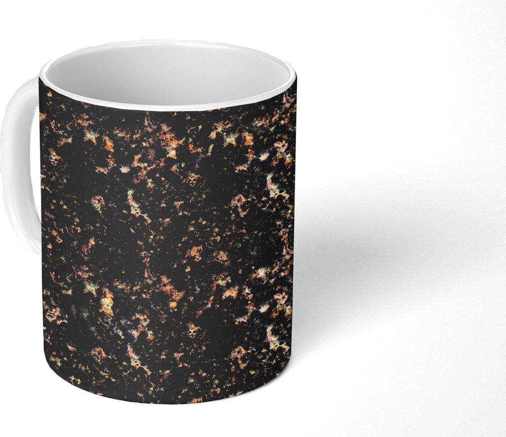 MuchoWow Tasse Kaffeetasse Kaffeebecher 350 ml Schwarz - Gold - Granit - Muster Teetasse - Fototasse - Becher - Keramikbecher - Teebecher - Kaffe...