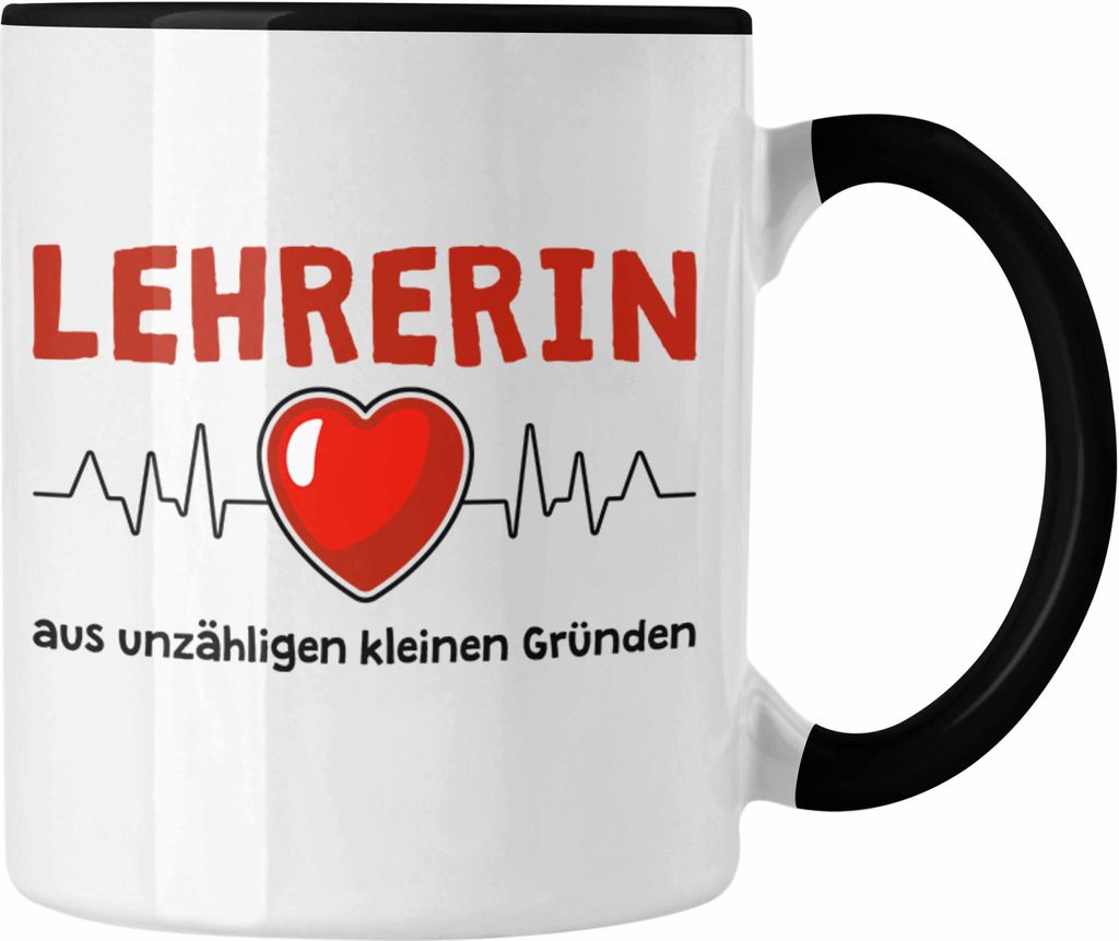 Trendation - Lehrerin Geschenk Tasse Geschenkidee Lustig Danke Sprüche Dankeschön Grundschule Grundschullehrerin (Schwarz)