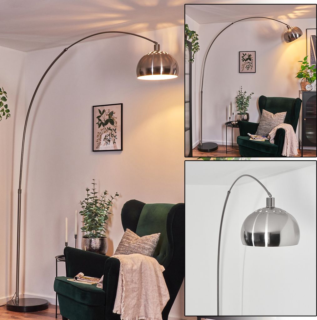 Gavirate Stehlampe aus Metall in Schwarz/Nickel-matt/Weiß im Vintage-Design