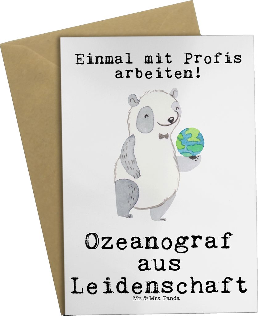 Mr. & Mrs. Panda Klappkarte Ozeanograf Leidenschaft - Weiß - Geschenk, weihnachtskarten, hochzeitskarten, Grußkarte, einladungskarten, Glückwuns...