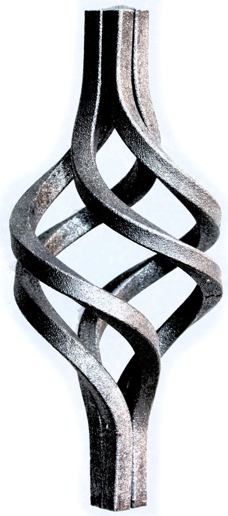 UHRIG Schmiedeeisen Zwirbel, Zierteil Vierkant Stahl, Korb Schnörkel für Geländer, Zaun uvm. Ø 60 mm, Höhe 130 mm