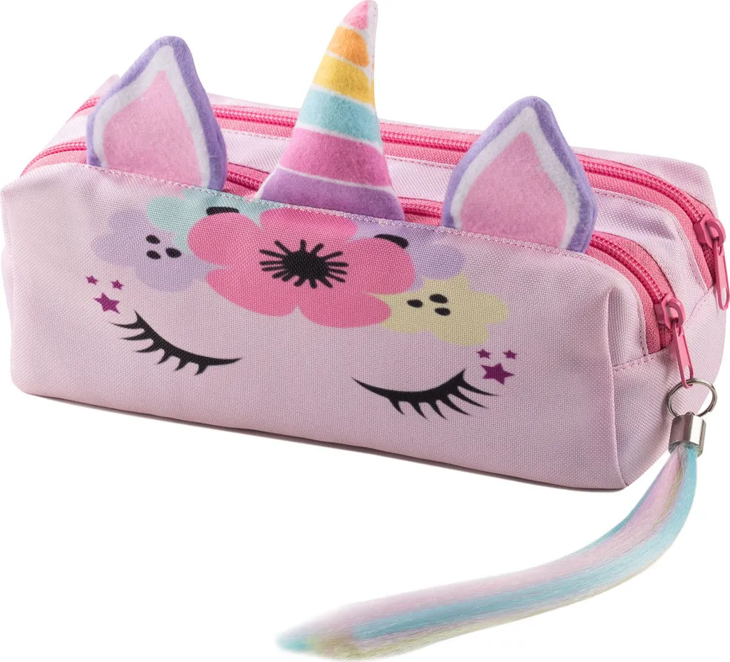 Trousse à crayons licorne double fermeture éclair pour écolier [107]