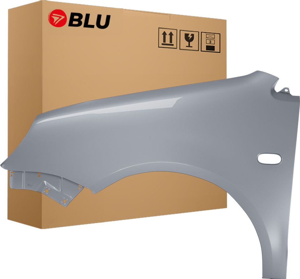 BLU Kotflügel Passend für VW Volkswagen Polo 9N IV 4 LA7W Links Silber ReflexSilber | 2001-2005 | Vorderseite Vorne | Lackiert | Einbaufertig