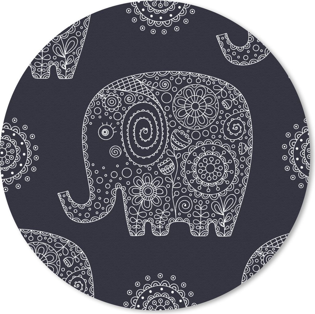 MuchoWow Mauspad Mousepad Muster - Elefant - Blumen 30x30 cm - Mousepads - Maus Mat - Pad - Mausunterlage - Tischunterlage - Schreibtischmatten