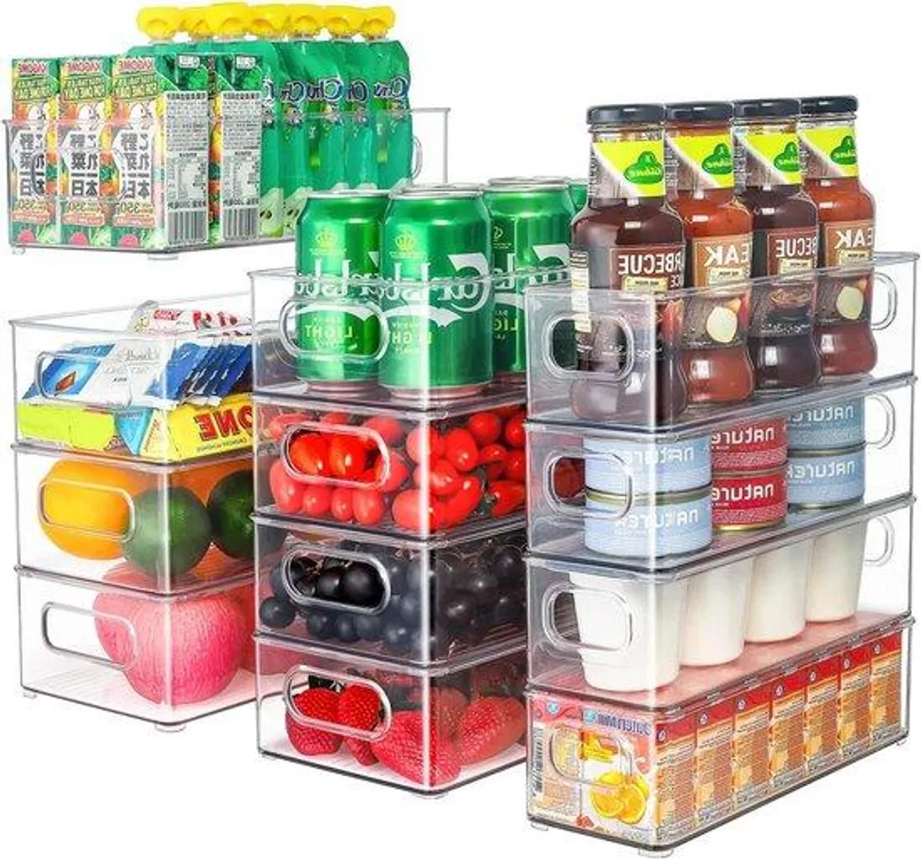 Boîtes de Rangement Cuisine Transparentes Lot de 12 avec Poignées