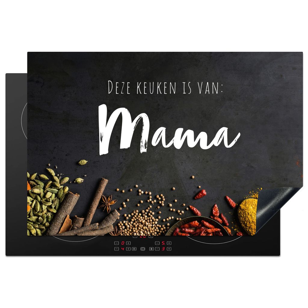 KitchenYeah Herdabdeckplatte Diese Küche gehört der Mutter - Zitat - Gewürze - Kräuter - Mutter , 78x52cm, Küche Deko, Glaskeramikkochfeld H...
