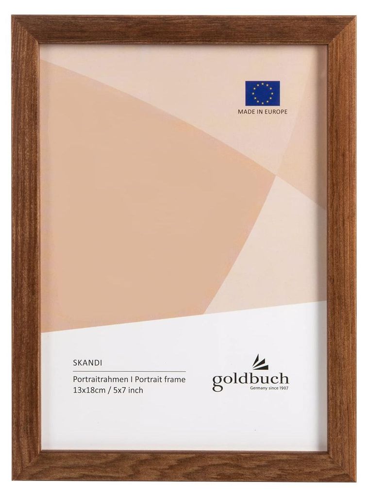 goldbuch Bilderrahmen Skandi 13x18 cm, Einzelrahmen aus Echt Holz, Portraitrahmen zum Stellen, Holzrahmen mit Wandhalterung, Foto Rahmen, Frame braun,
