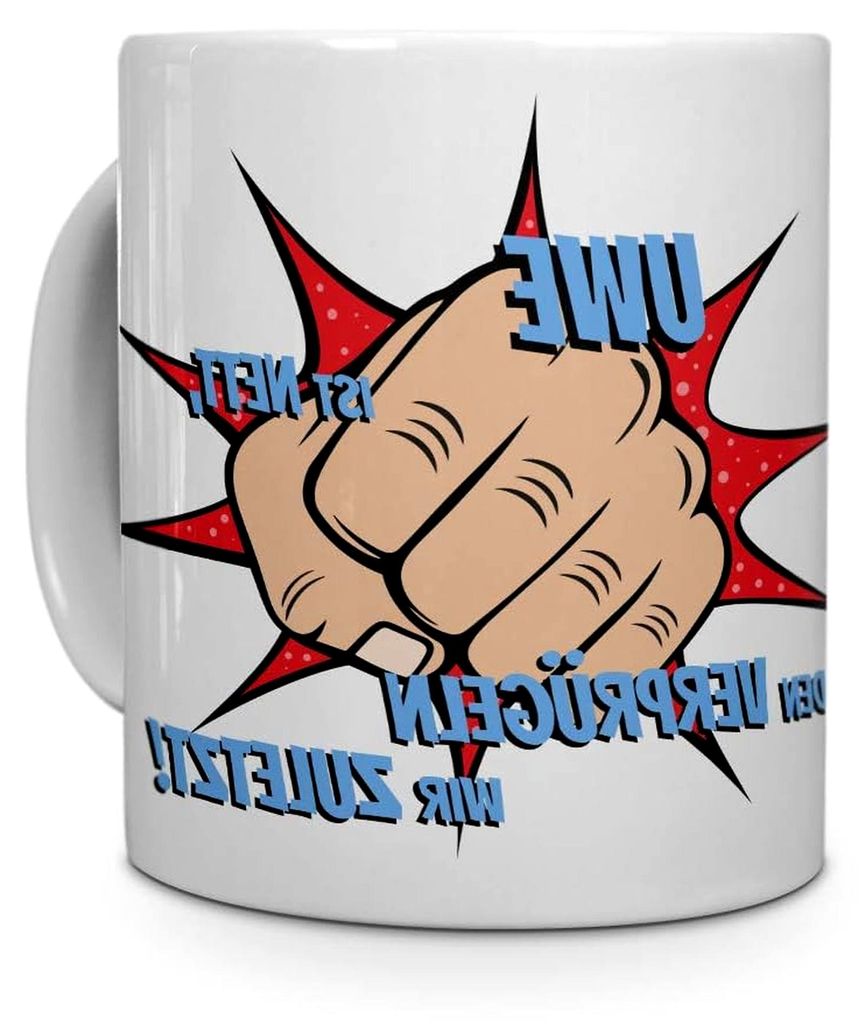 Tasse mit dem Namen Uwe - Motiv Verprügeln - Kaffeebecher in Weiß