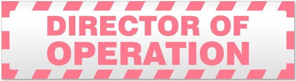 Director of Operation gestreift - Hinweis Aufkleber Sticker für Auto, Kfz, Fahrrad, PKW, LKWHellrosa - 30 x 8 cmDirector of Operation gestreift - ...