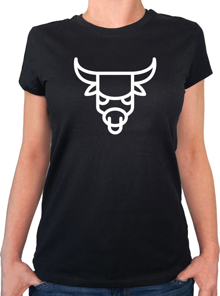 Huuraa Damen T-Shirt Stier Sternzeichen Symbol S Black Bio Baumwolle Fairtrade Damenshirt Geschenkidee