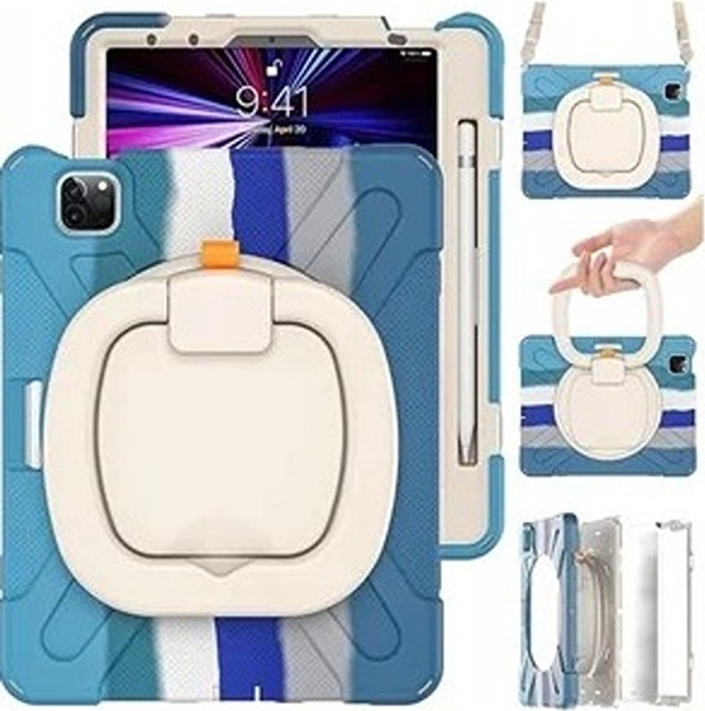 Tasche für iPad Pro 5/4/3 12.9" mit Ständer und Schultergurt Blau