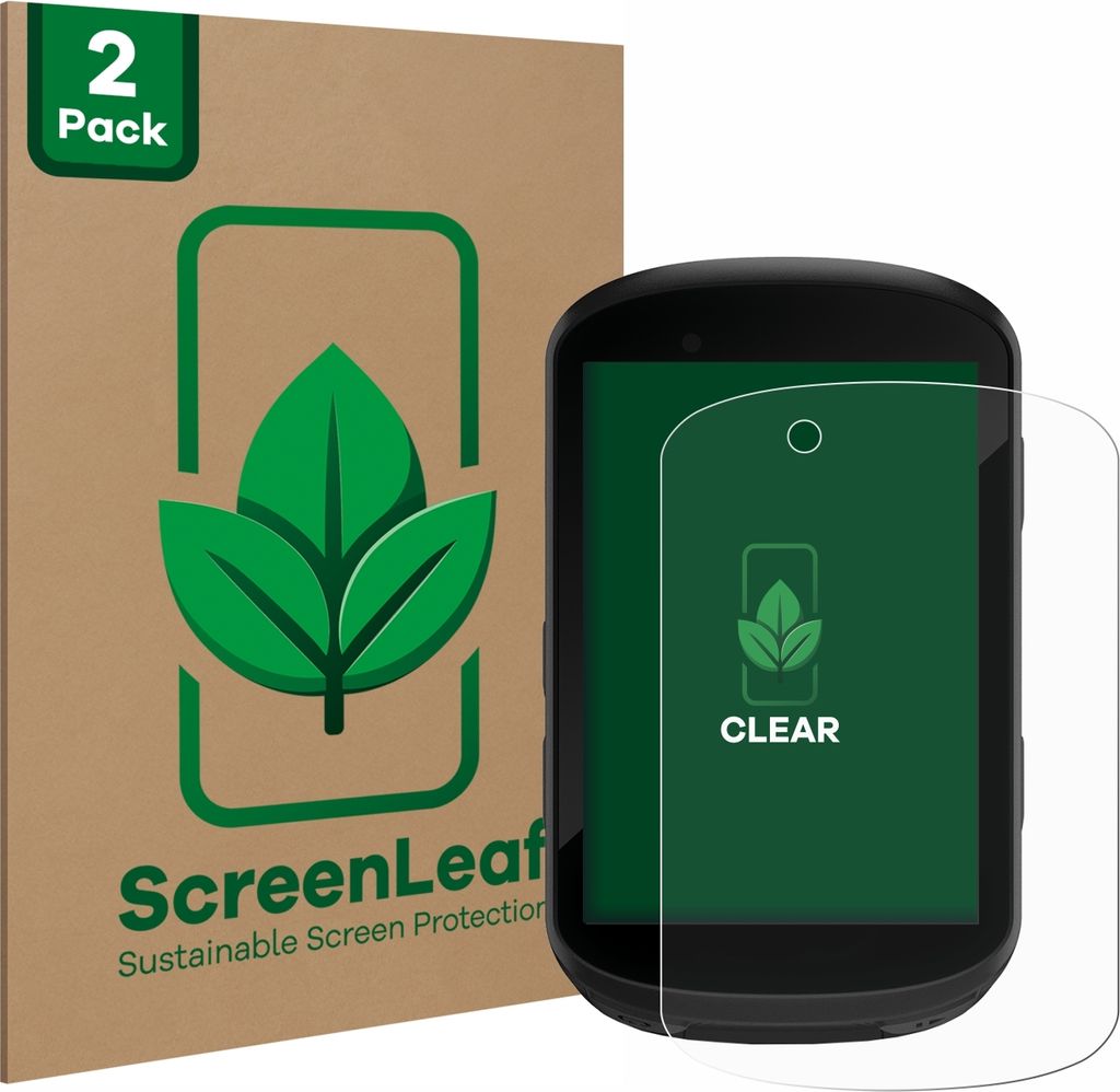2x ScreenLeaf Schutzfolie für Garmin Edge 530 / Edge 830 nachhaltiger Displayschutz Display Schutz Folie Klar Transparent