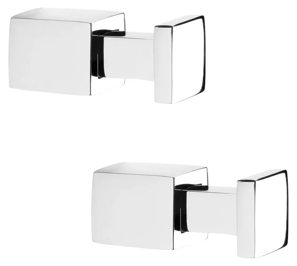 Lot de 2 crochets à serviettes chrome métal - Design carré fixation murale