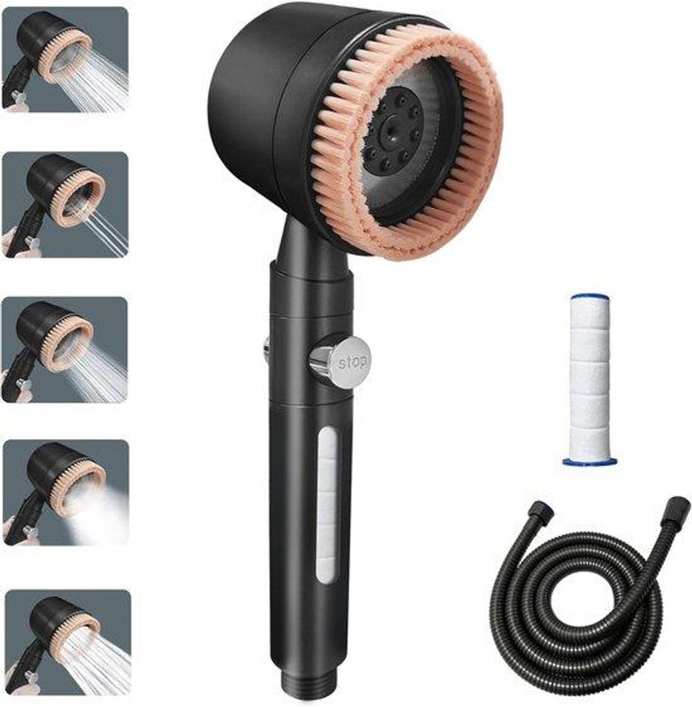 Massagedouche mit Reinigungs-Funktion - Wasser sparend - 1 Stück - Metallgrau