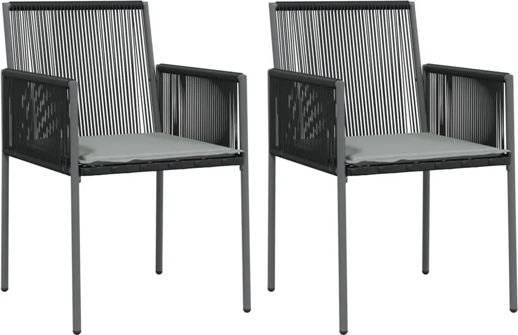 vidaXL Sedie da Giardino Nere con Cuscino 2 pz - Arredo Esterno Elegante