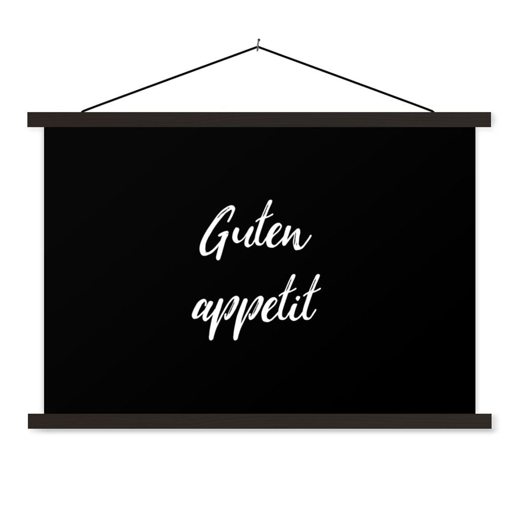 MuchoWow Textilposter Guten Appetit - Sprichwörter - Zitate - Herzhaft essen 150x100 cm mit schwarzem Rahmen - Schlafzimmer