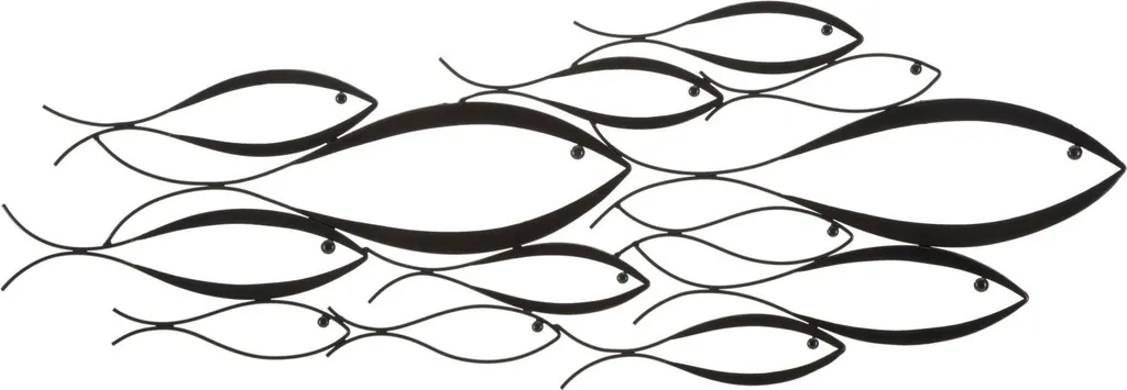 Mauro Ferretti Panneau Mural Poisson 100x35 cm en Métal Noir - Déco Chic
