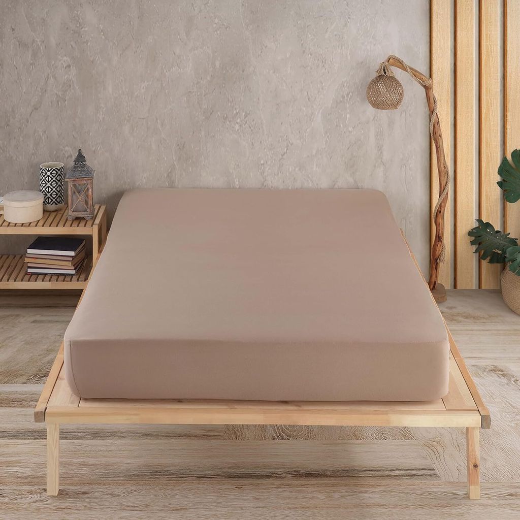 Vency Premium Jersey Spannbettlaken 180x200cm Cappuccino - Spannbetttuch 100% Baumwolle, Bettlaken 180x200 Bis 35 cm Matratzenhöhe, Cappuccino, 18...