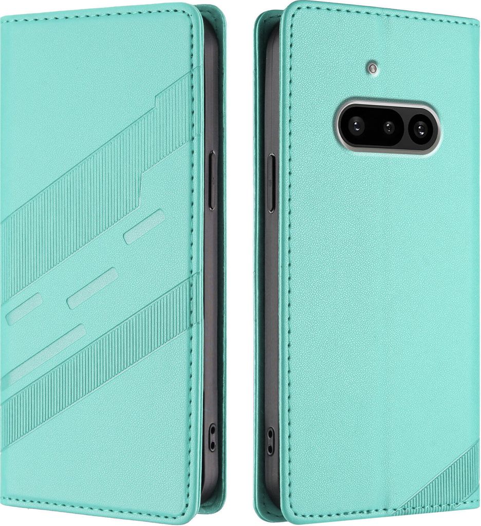 Hülle für Nothing Phone 3a, Kunstleder Brieftaschen Handyhülle mit Kartenfach und Standfunktion Türkis