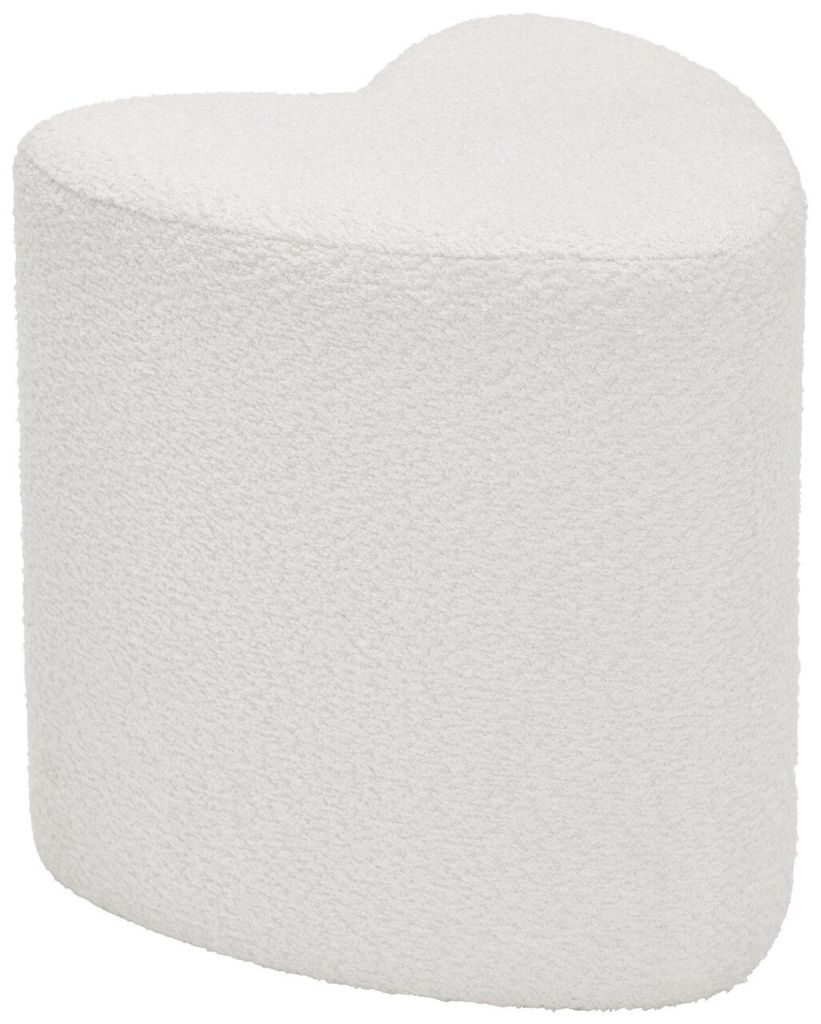 Hocker ANIKA Herzform Bouclé Weiß, 41 cm breit, 44 cm hoch, bis 150 kg belastbar
