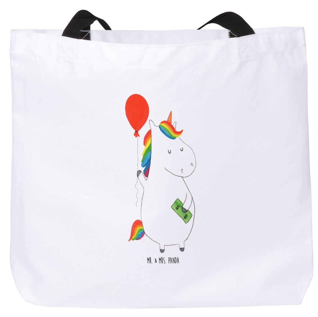 Mr. & Mrs. Panda Tote Bag Einhorn Luftballon - Weiß - Geschenk, Geld, Beutel, Laptoptasche, Unicorn, Tasche, Tragetasche, Freude, Schultasche, Fre...