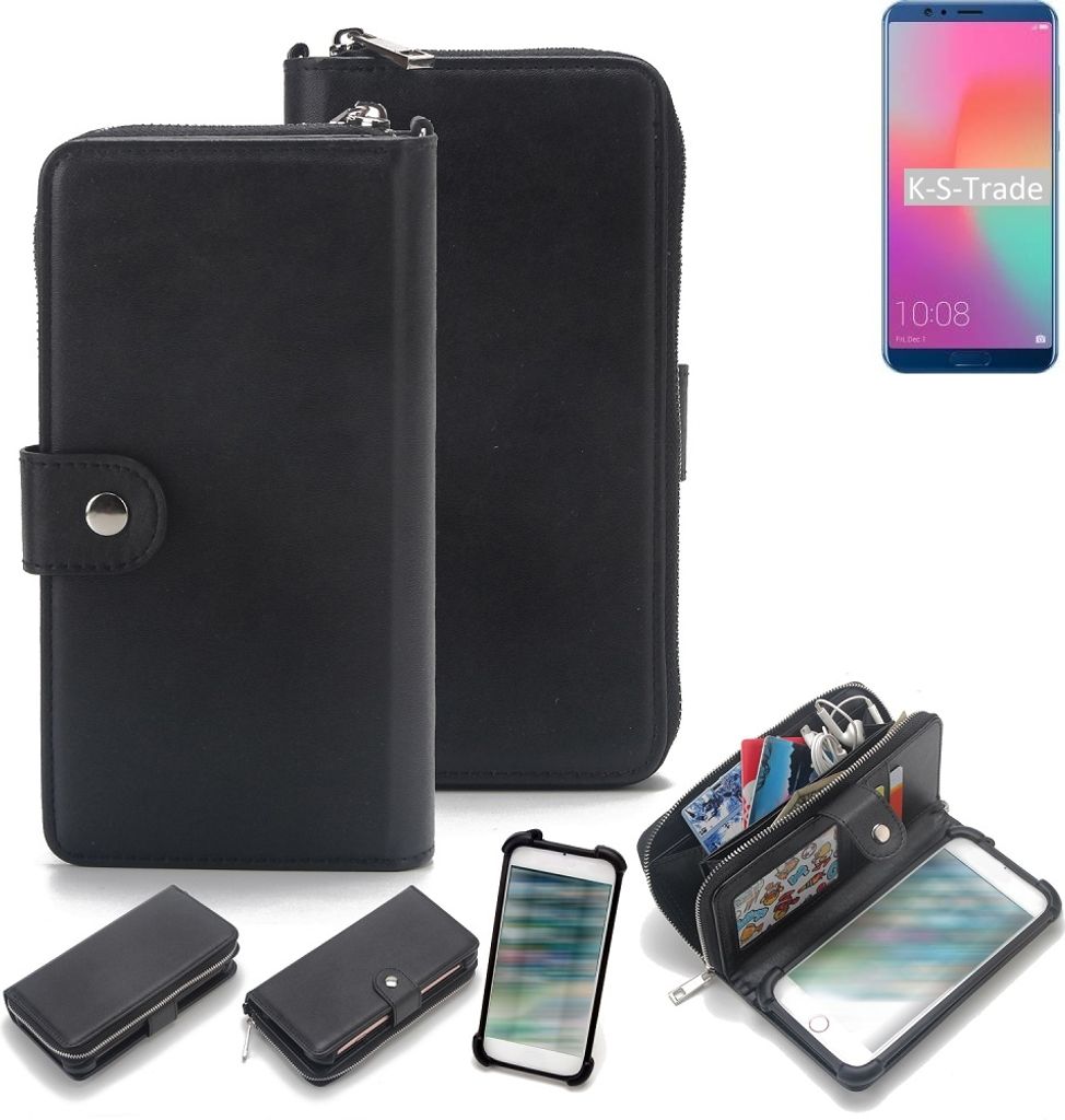 K-S-Trade 2in1 Handyhülle Schutzhülle kompatibel mit Huawei Honor View 10 & Portemonnee Cover Handy Hülle Case Etui Geldbörse Wallet Bookstyle