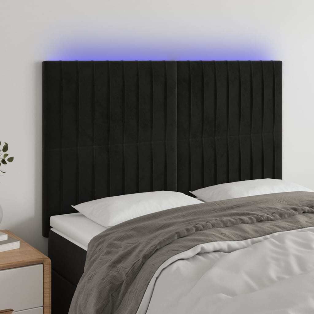 Maison Exclusive - LED Kopfteil Schwarz 144x5x118/128 cm Samt