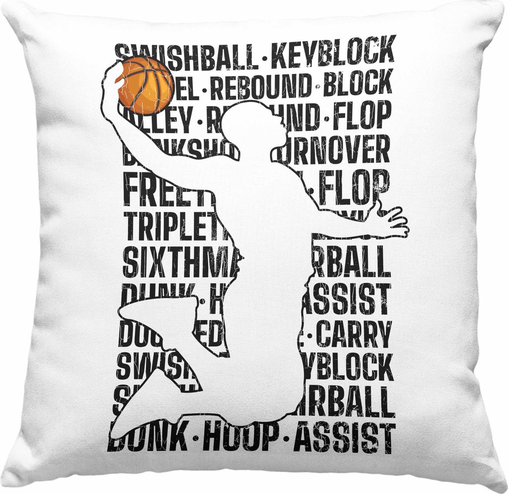 Trendation - Basketball Spieler Deko-Kissen mit Füllung 40x40 Geschenk Basketball-Trainer Coach Geschenkidee (Rosa)