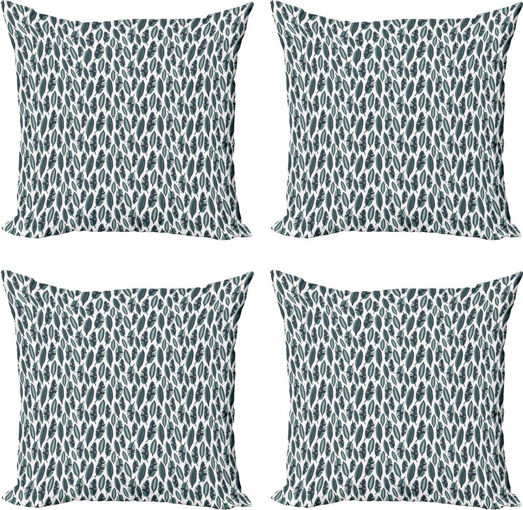 ABAKUHAUS Tropisch Kissenbezug Set (4 Stück), Palmblätter Kräuter Ornament, Moderner Doppelseitiger Digitaldruck, 40 cm x 40 cm, Mehrfarbig