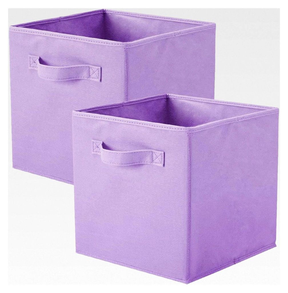 Faltbare Aufbewahrungsbox, 2 Stück, Stoffwürfel in Hellviolett