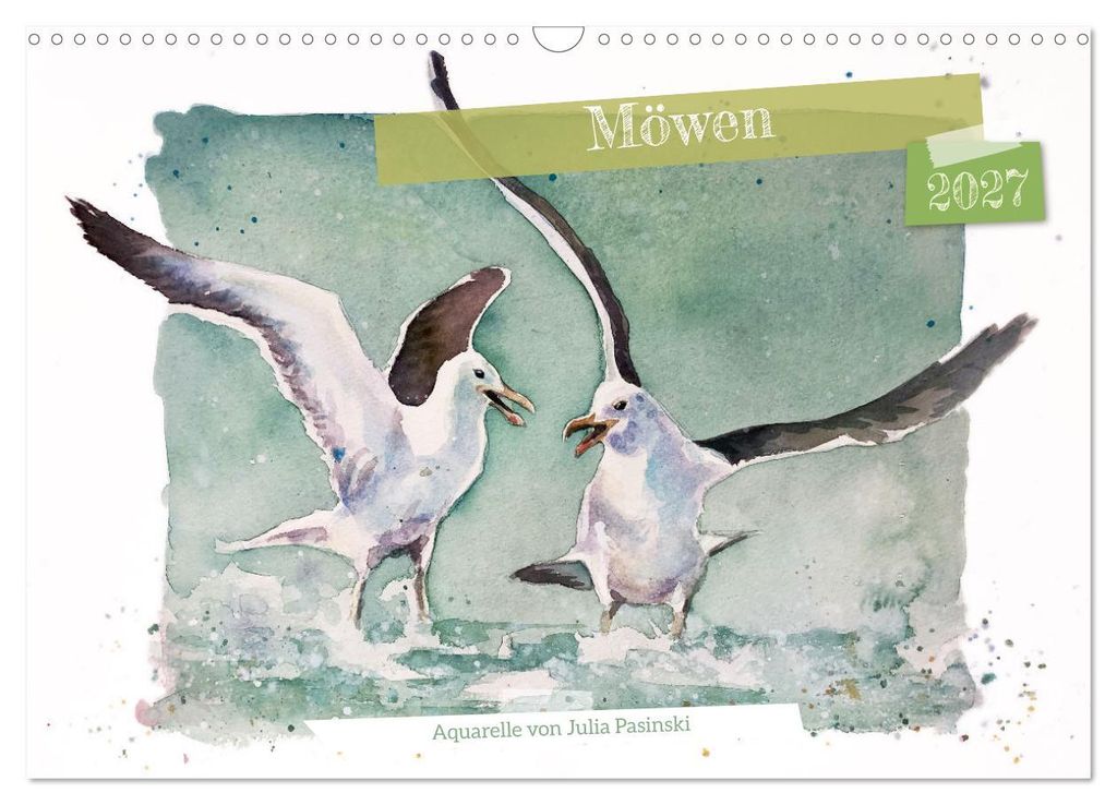Möwen - Aquarelle von Julia Pasinski (Wandkalender 2027 DIN A3 quer), CALVENDO Monatskalender