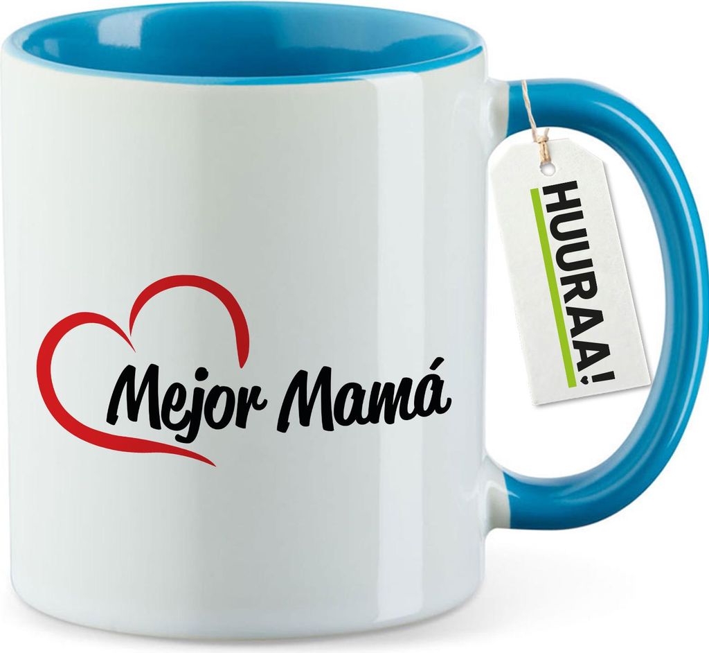 Huuraa Kaffeetasse Mejor Mamá Corazón 330ml Blau Keramik Kaffeebecher Geschenkidee