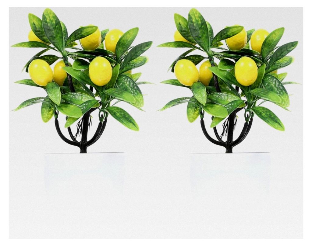Künstlicher Zitronenbaum 24 cm Gefälschte Topfpflanze Lebensechte Kunststoff Zitrone Deko Für Küche, Wohnzimmer, Büro Und Hochzeit