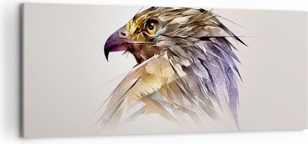 Bild auf Leinwand - Leinwandbild - Adler Vogel Feder - 120x50cm - Wand Bild - Wanddeko - Wandbilder - Leinwanddruck - Bilder - Kunstdruck - Wanddek...