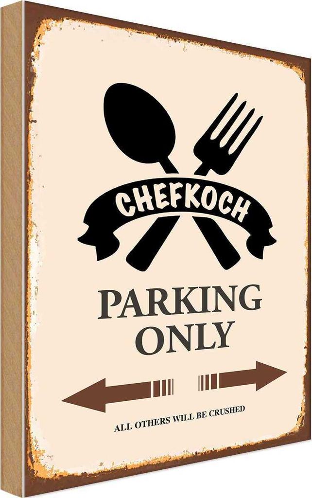 vianmo Holzschild 30x20 cm Chefkoch parking only Warnschild Hinweisschild