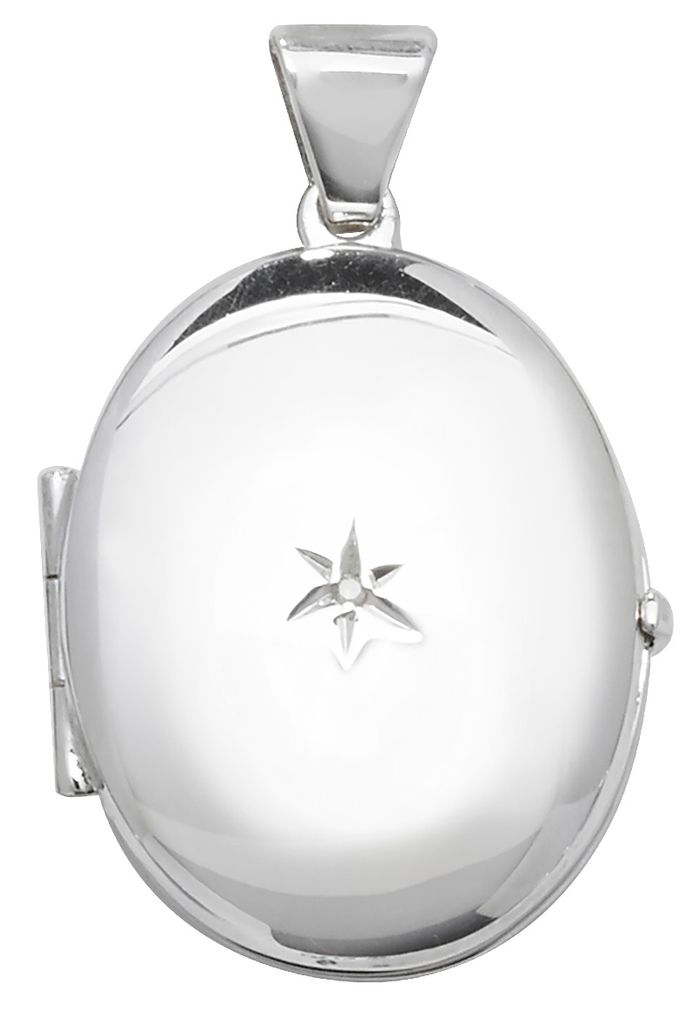 Elegantes 925 Sterling Silber Damen - Diamant Medaillon - 28mm*18mm; TRS23831