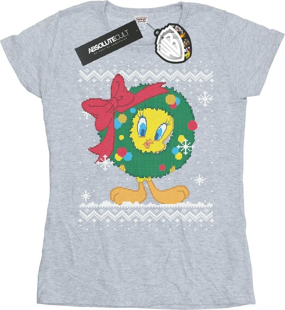 Looney Tunes - "Tweety Pie Christmas Fair Isle" T-Shirt für Damen BI27043 (M) (Grau)