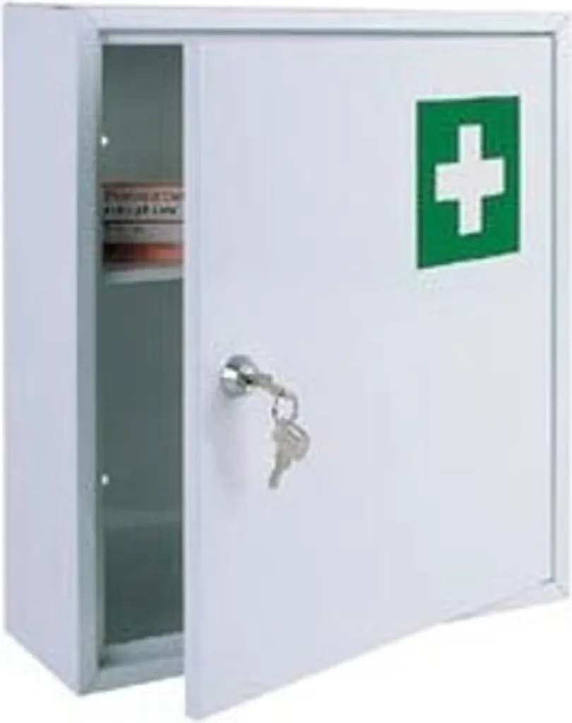Armoire à pharmacie avec croix imprimée - Modèle 33329 en métal blanc