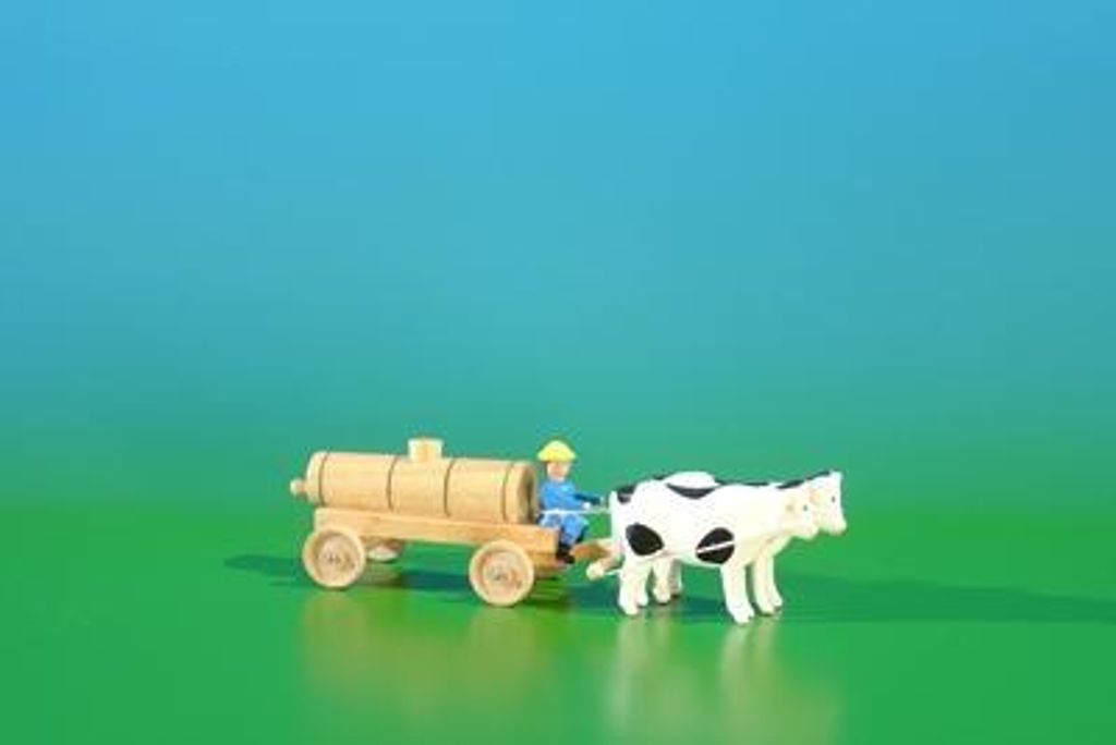 Miniaturen Jauchefass mit Kutscher natur BxH 9x3,5cm NEU
