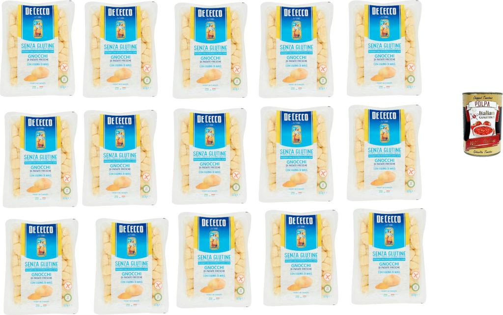 De Cecco Gnocchi di patate fresche senza Glutine, Glutenfrei,100% Italienisch Pasta Nudeln gluten free 15x 400G + Italian Gourmet polpa 400g