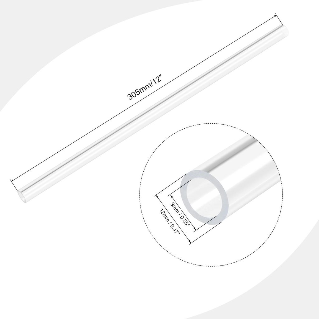 PVC Transparent Rohr, Innendurchmesser 9mm Durchmesser 12mm L?NGE 305mm Acryl Kunststoffrohr fš¹r Lampenbau, Stehlampen, M?bel